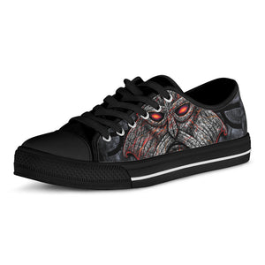 Ancient Viking Norse God Odin Print Black Low Top Sneakers