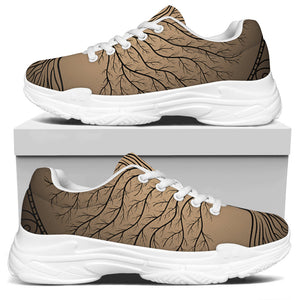 Ancient Yggdrasil Tree Print White Chunky Shoes