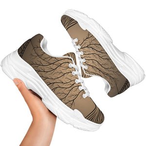 Ancient Yggdrasil Tree Print White Chunky Shoes