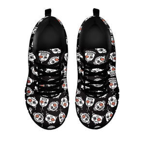 Angry Robot Pattern Print Black Running Shoes