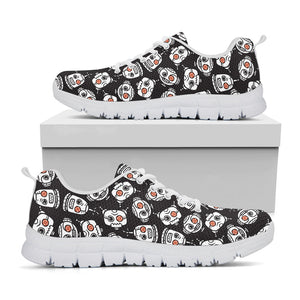 Angry Robot Pattern Print White Running Shoes