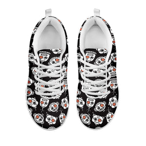 Angry Robot Pattern Print White Running Shoes