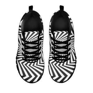Angular Swirl Motion Illusion Print Black Running Shoes