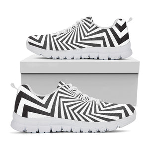 Angular Swirl Motion Illusion Print White Running Shoes