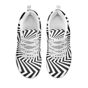 Angular Swirl Motion Illusion Print White Running Shoes
