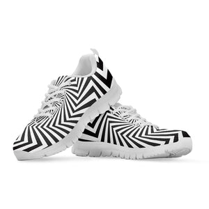 Angular Swirl Motion Illusion Print White Running Shoes