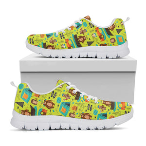 Animal Camping Pattern Print White Running Shoes