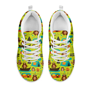 Animal Camping Pattern Print White Running Shoes