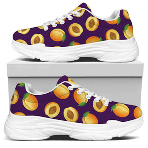 Apricot Fruit Pattern Print White Chunky Shoes