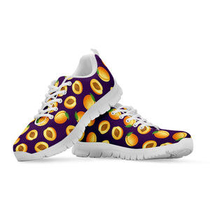 Apricot Fruit Pattern Print White Running Shoes
