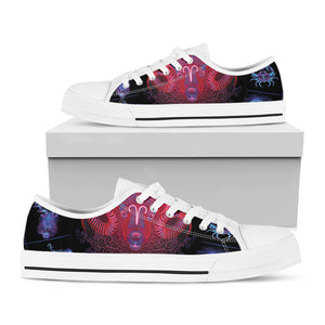 Aries And Astrological Signs Print White Low Top Sneakers