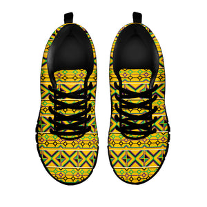 Asante Kente Pattern Print Black Running Shoes