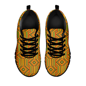 Ashanti Kente Pattern Print Black Running Shoes