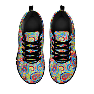 Asian Paisley Pattern Print Black Running Shoes