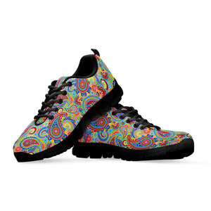Asian Paisley Pattern Print Black Running Shoes