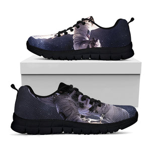 Astronaut Floating In Outer Space Print Black Running Shoes