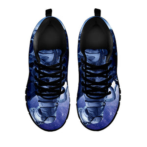 Astronaut On Space Mission Print Black Running Shoes