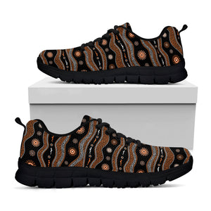 Australian Aboriginal Art Pattern Print Black Running Shoes