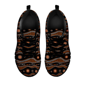 Australian Aboriginal Art Pattern Print Black Running Shoes