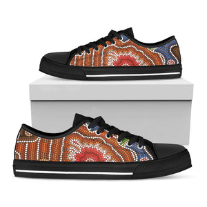 Australian Aboriginal Art Print Black Low Top Sneakers
