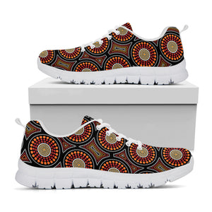 Australian Aboriginal Dot Pattern Print White Running Shoes