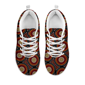 Australian Aboriginal Dot Pattern Print White Running Shoes
