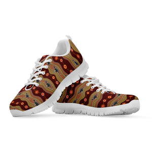 Australian Aboriginal Kangaroo Print White Running Shoes