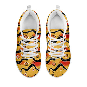 Australian Aboriginal Pattern Print White Running Shoes