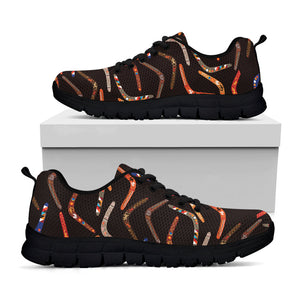 Australian Boomerang Pattern Print Black Running Shoes