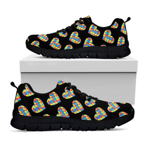 Autism Awareness Heart Pattern Print Black Running Shoes