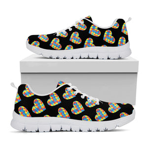 Autism Awareness Heart Pattern Print White Running Shoes