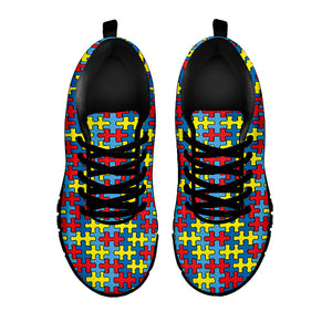 Autism Awareness Puzzle Print Black Running Shoes