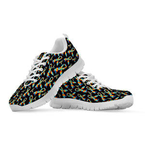 Autism Awareness Ribbon Pattern Print White Running Shoes
