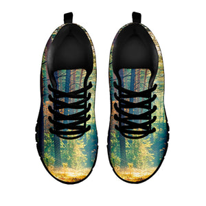 Autumn Forest Print Black Running Shoes