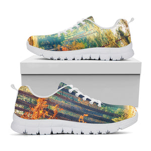 Autumn Forest Print White Running Shoes