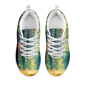 Autumn Forest Print White Running Shoes