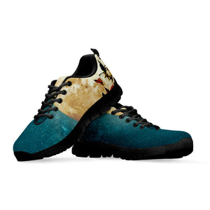 Autumn Full Moon Print Black Running Shoes