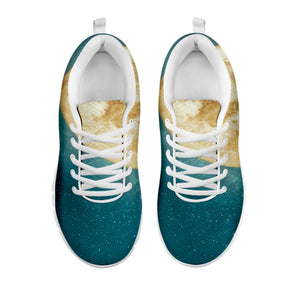 Autumn Full Moon Print White Running Shoes