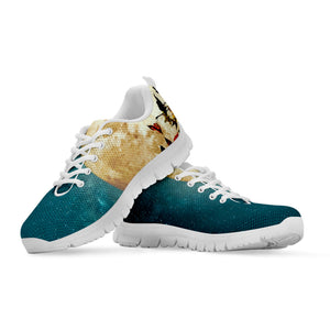 Autumn Full Moon Print White Running Shoes