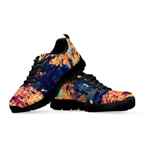 Autumn Leaves Print Black Running Shoes