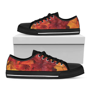 Autumn Maple Leaf Print Black Low Top Sneakers