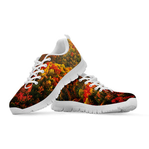 Autumn Mountain Print White Running Shoes