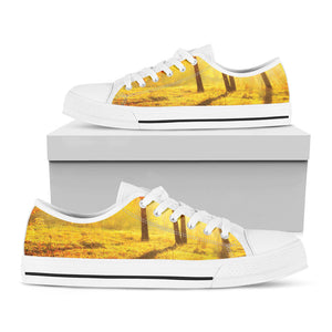 Autumn Trees Print White Low Top Sneakers