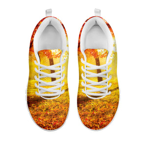 Autumn Trees Print White Running Shoes