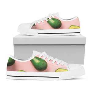 Avocado Cut In Half Pattern Print White Low Top Sneakers