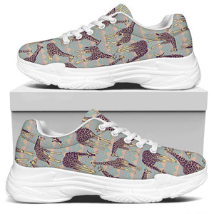 Aztec Giraffe Pattern Print White Chunky Shoes