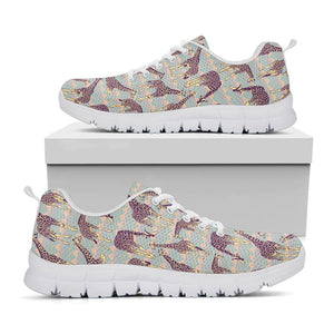 Aztec Giraffe Pattern Print White Running Shoes