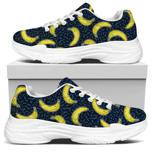 Banana Fruit Pattern Print White Chunky Shoes