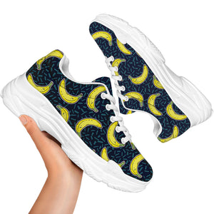 Banana Fruit Pattern Print White Chunky Shoes