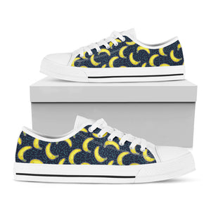 Banana Fruit Pattern Print White Low Top Sneakers